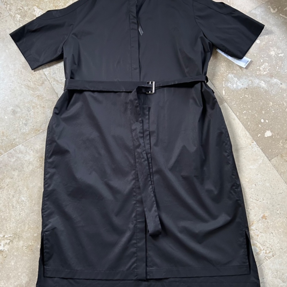 DKNY Black Cold Shoulder Cotton Shirt Dress With Belt, Size L - Picture 14 of 16